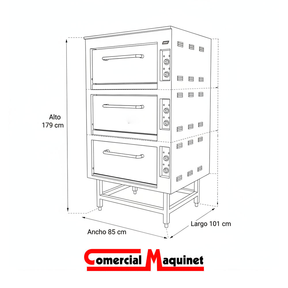Horno electrico 3 camaras bajas 380v 50hz